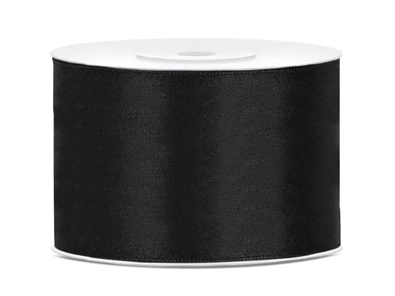 Satin Ribbon, black, 50 mm x 25 m Partydeco