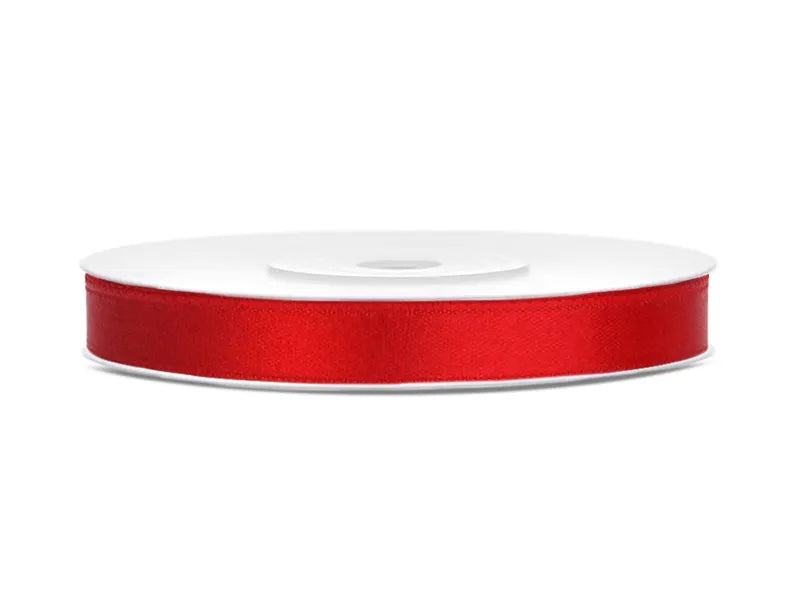 Satin Ribbon, red, 6 mm x 25 m Partydeco