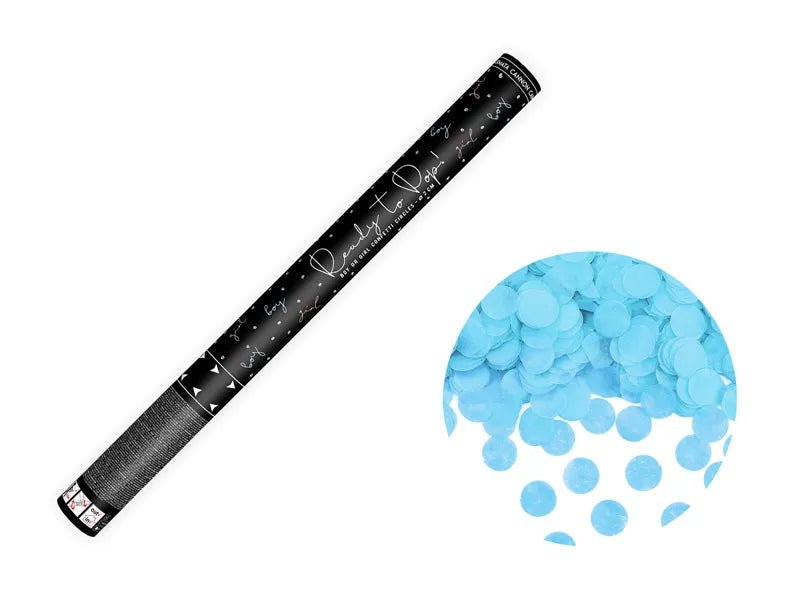 Canhão de confete revelação do sexo do bebê - AZUL, 60cm