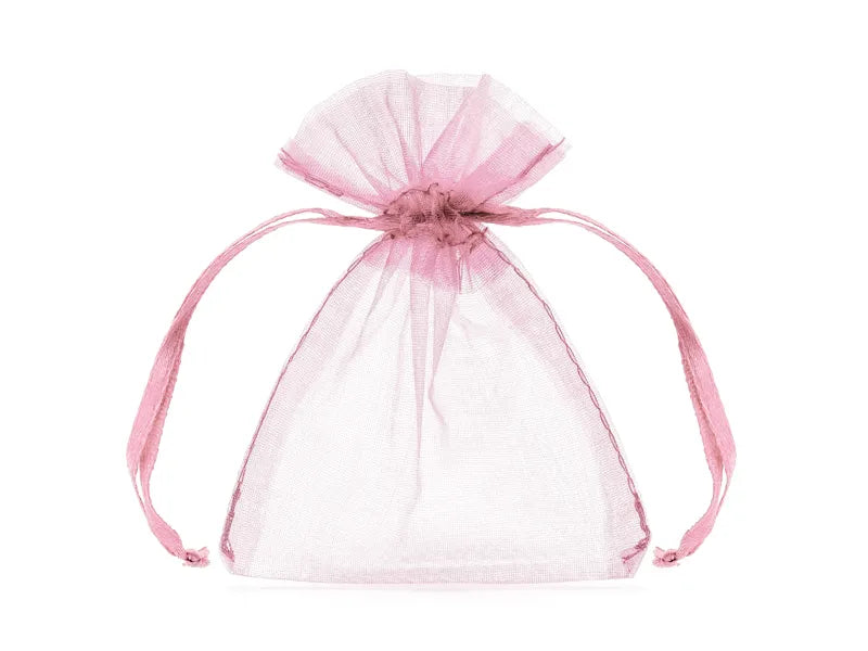 Organza pouches, pink, 10 cm, 10 pcs Partydeco