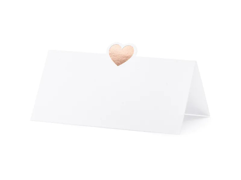 Place cards - Heart, rose gold, 10x5 cm, 10 pcs Partydeco