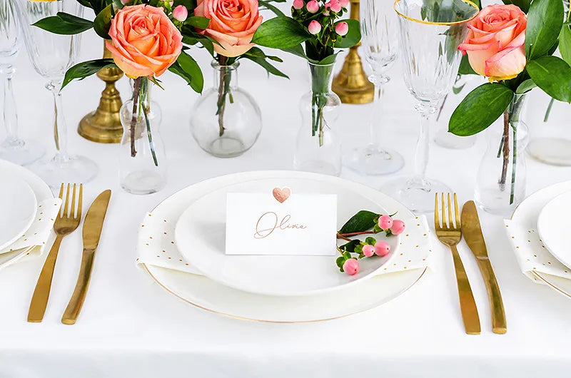 Place cards - Heart, rose gold, 10x5 cm, 10 pcs Partydeco
