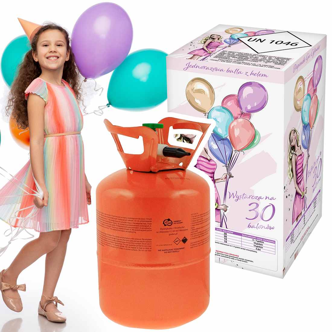 Bombona de Helio para globos para 30 piezas de globos de látex de 23 cm