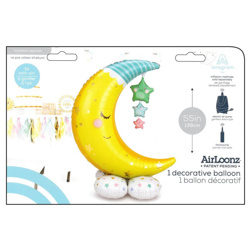 Foil Balloon Moon and Stars, AirLoonz, 55" / 139 cm Grabo