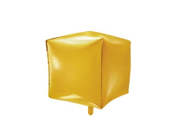 Globo de aluminio en forma de cubo, dorado, 14"/35 cm