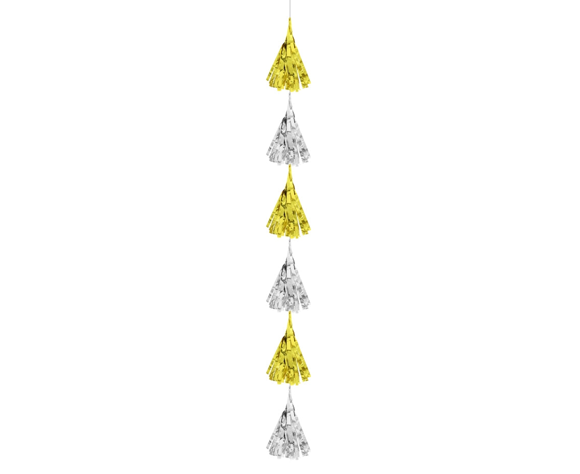 Foil tassel garland, gold and silver, 180 cm Godan