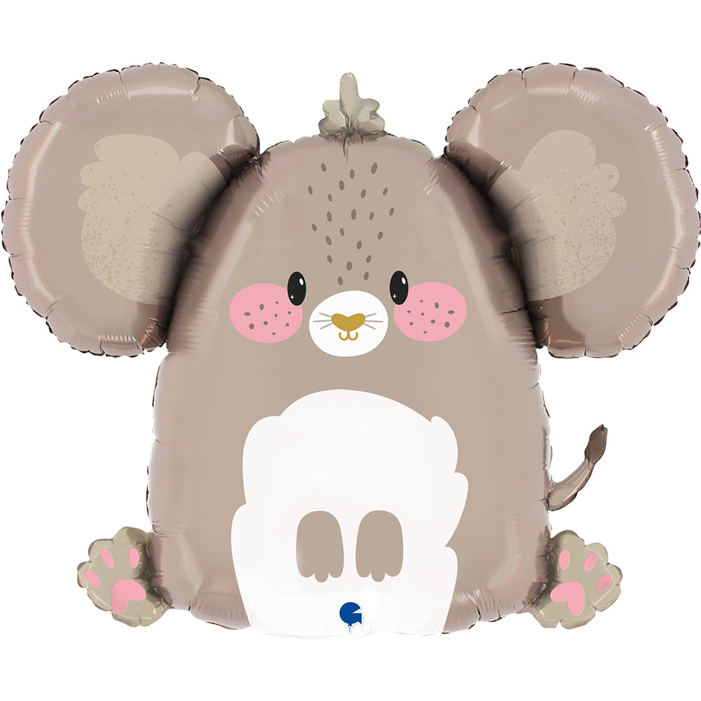 Foil balloon mouse, 66 cm size, cute design, inflate with air or helium, ideal for parties and celebrations.