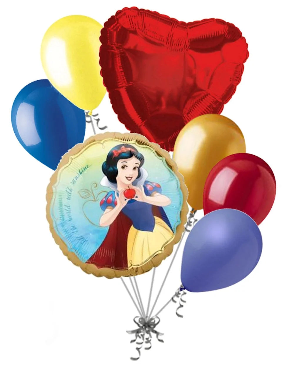 Foil balloon set featuring Snow White design and colorful balloons, perfect for parties and celebrations, size 43 cm.