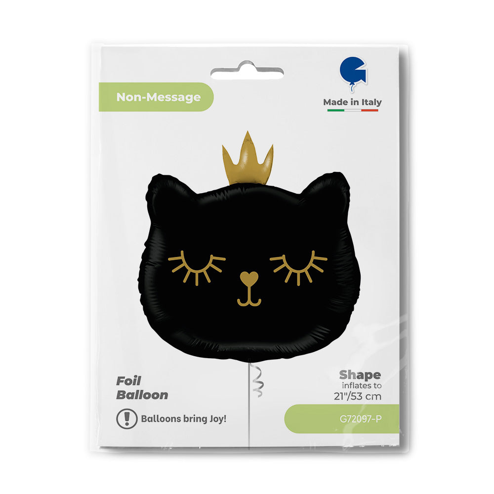 Globo de aluminio Princesa Gata Negra, Gatita, 26" / 66 cm