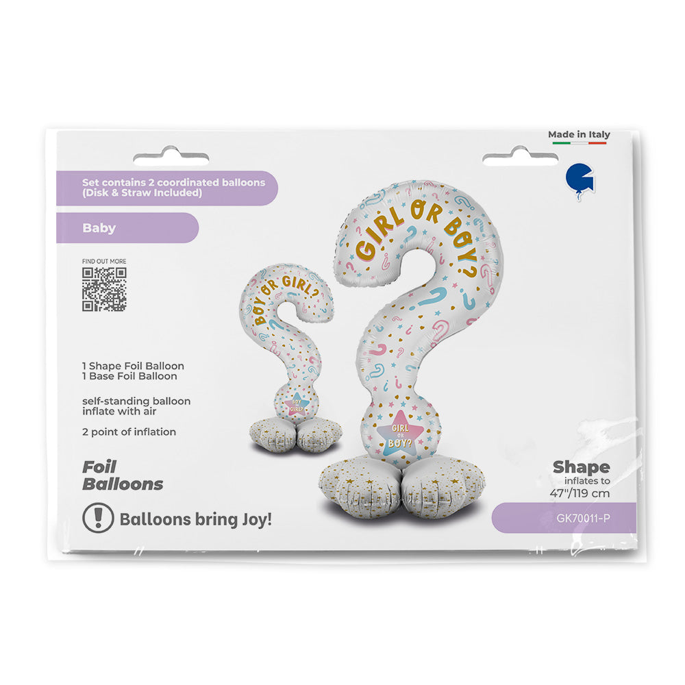 Foil Balloon Question Mark, Boy or Girl, 47" / 119 cm Grabo