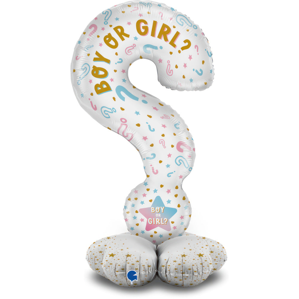 Foil Balloon Question Mark, Boy or Girl, 47" / 119 cm