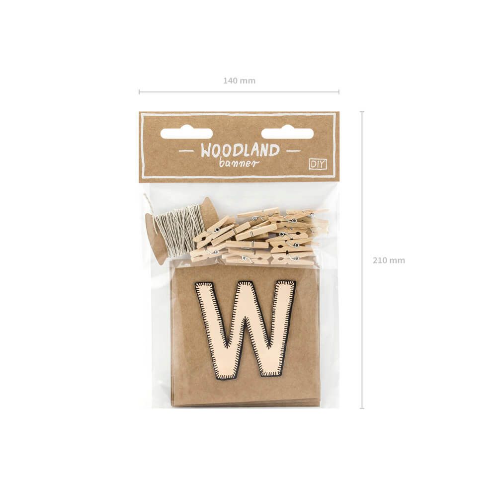 Paper Banner Woodland, kraft paper, 115 cm Partydeco