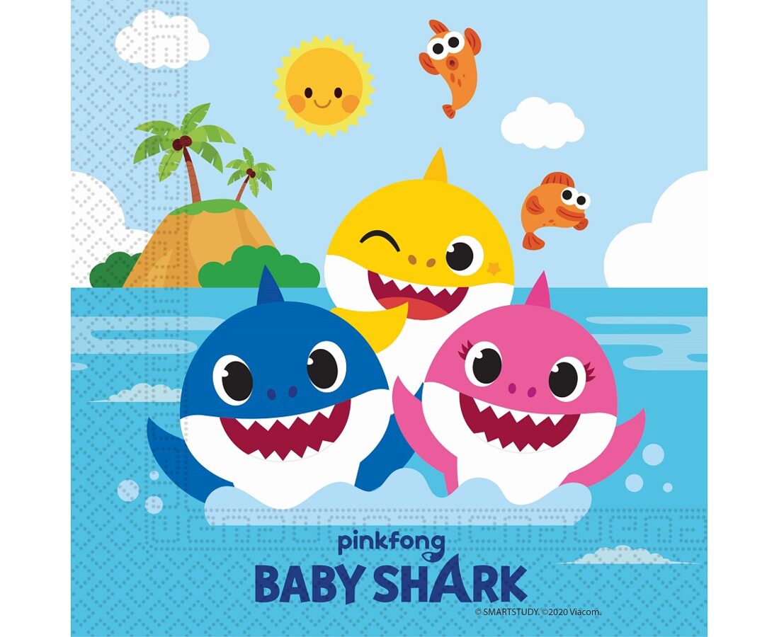 Paper napkins Baby Shark, 33x33 cm, 20 pcs PROCOS
