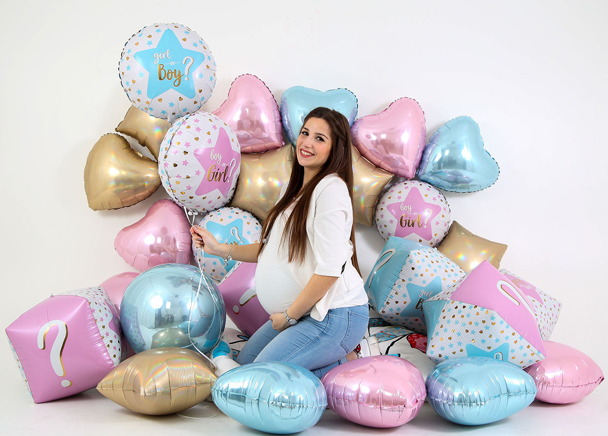 Globo de aluminio con forma de corazón, arcoíris satinado holográfico, platino, champán y dorado, 46 cm