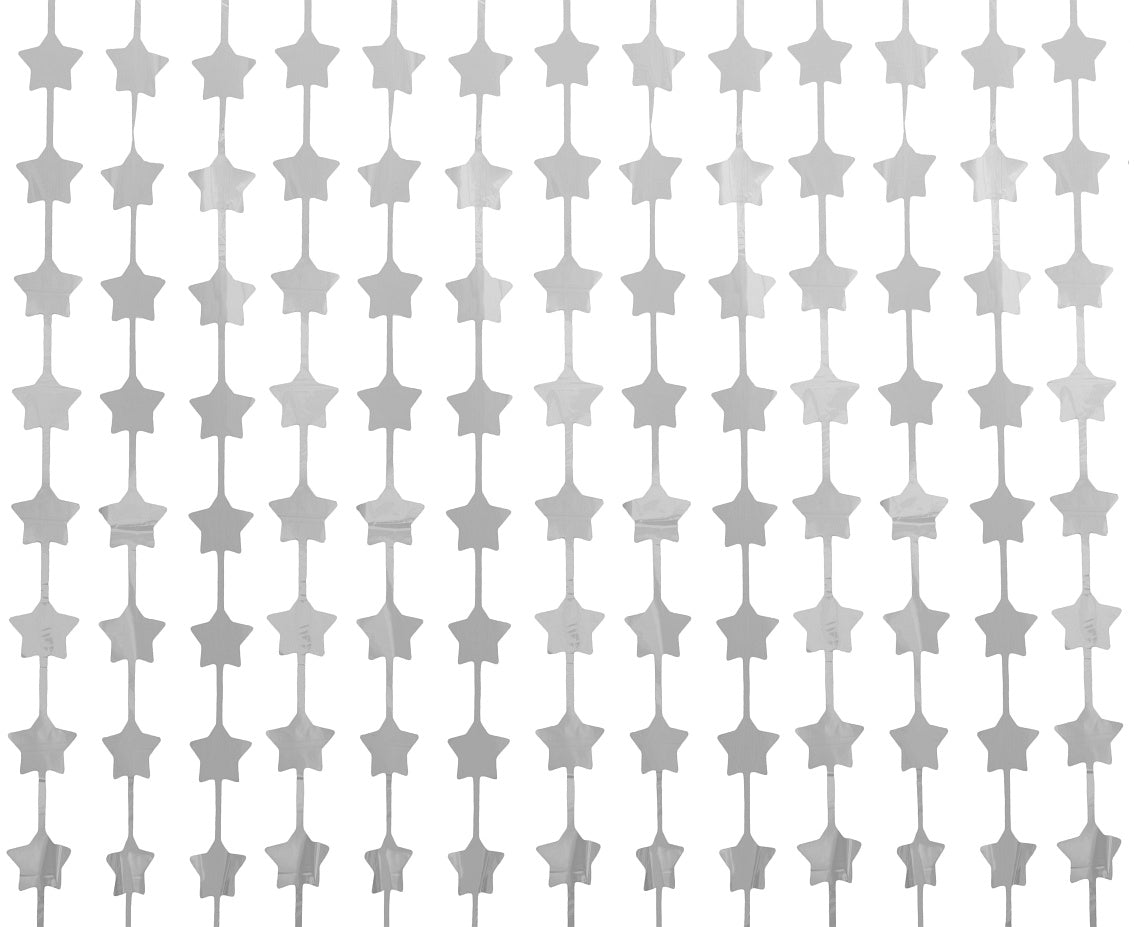 Party curtain Stars, matte silver, 100 x 200 cm Godan