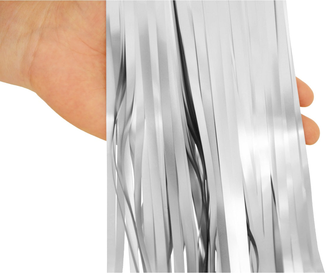 Party curtain, matte silver, 100 x 200 cm