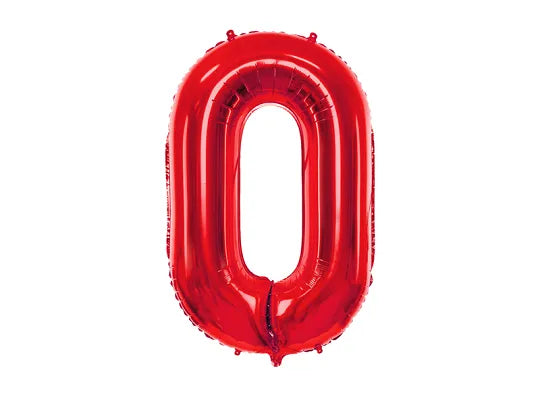 Foil Balloon Number ''0'', 86cm, red Partydeco