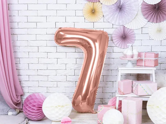 Foil Balloon Number ''7'', 86cm, rose gold Partydeco