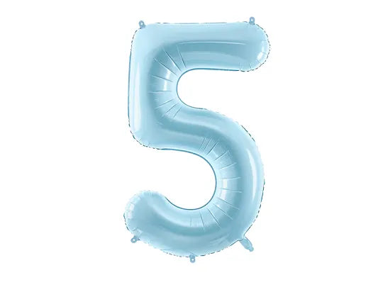 Foil Balloon Number ''5'', 86cm, light blue Partydeco