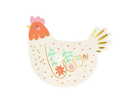 Paper napkins Hen, 16x13 cm, 20 pcs Partydeco