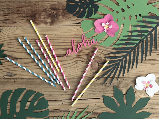 Paper Straws, turquoise, 19.5cm, 10 pcs Partydeco