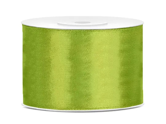 Satin Ribbon, green, 50 mm x 25 m Partydeco