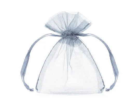 Bolsas de organza, color plata, 10 cm, 10 uds.