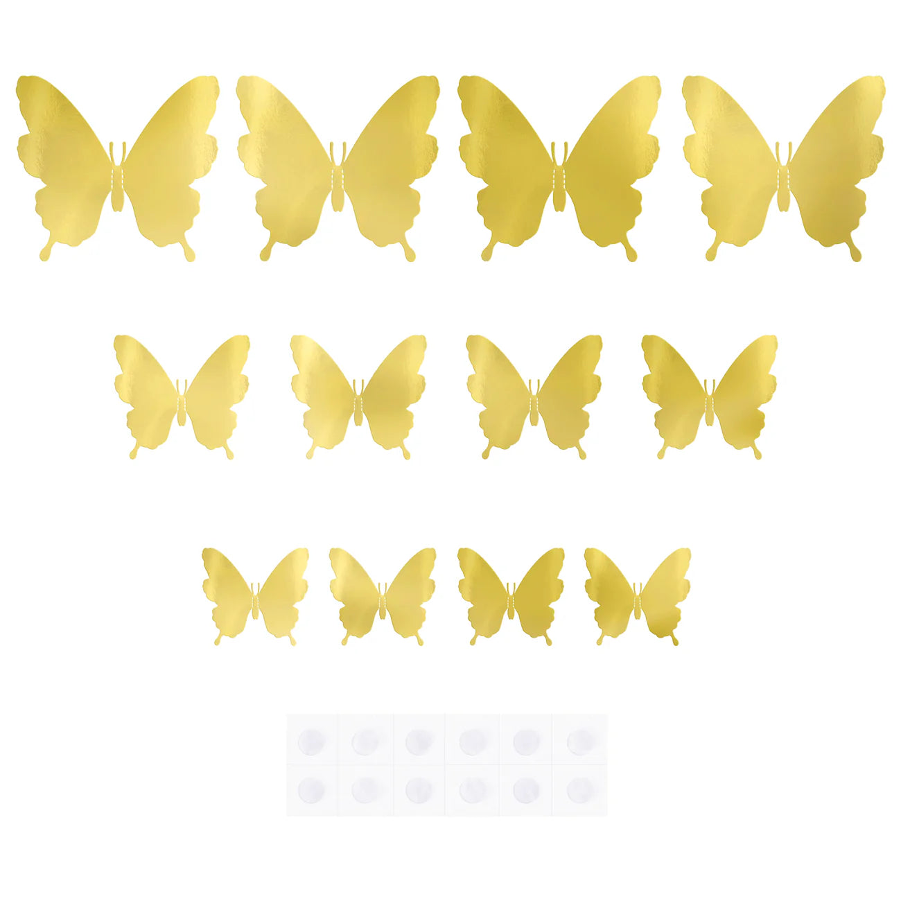Decorate with 3D stickers Gold butterflies, 12 pcs, perfect for adding elegance to any space. Ideal for crafts!