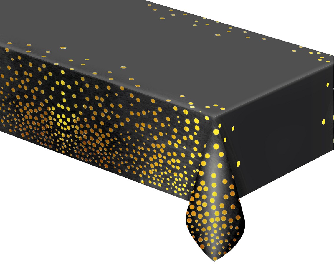 Table cover Gold Dots, black, plastic, 137x183 cm Godan