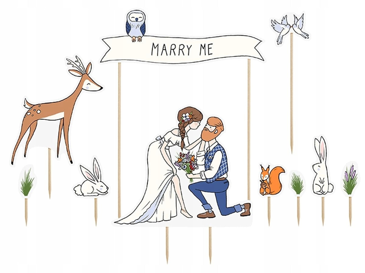 Adorno para tarta Marry Me, 7,3 - 23 cm, 10 elementos