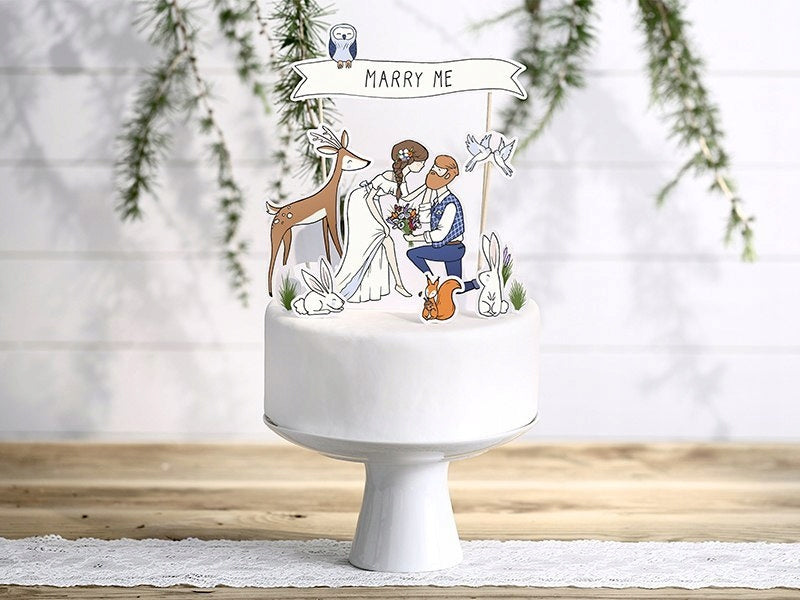 Adorno para tarta Marry Me, 7,3 - 23 cm, 10 elementos