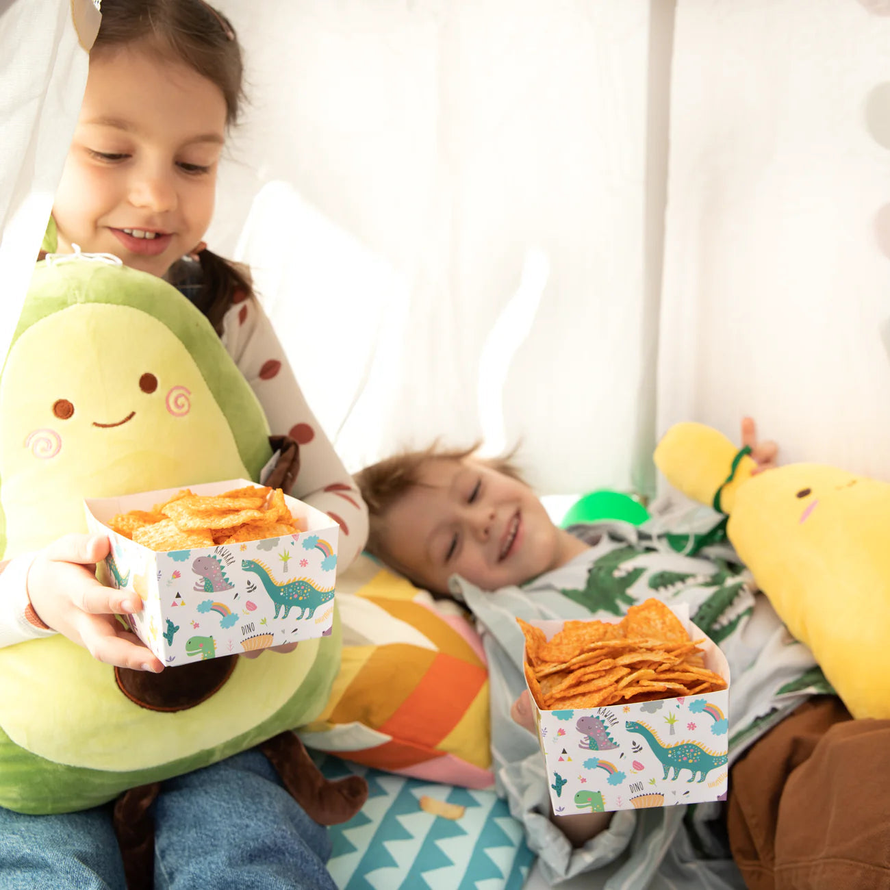 Chips box Dinosaurs, 15x6 cm, 3pcs PartyPal