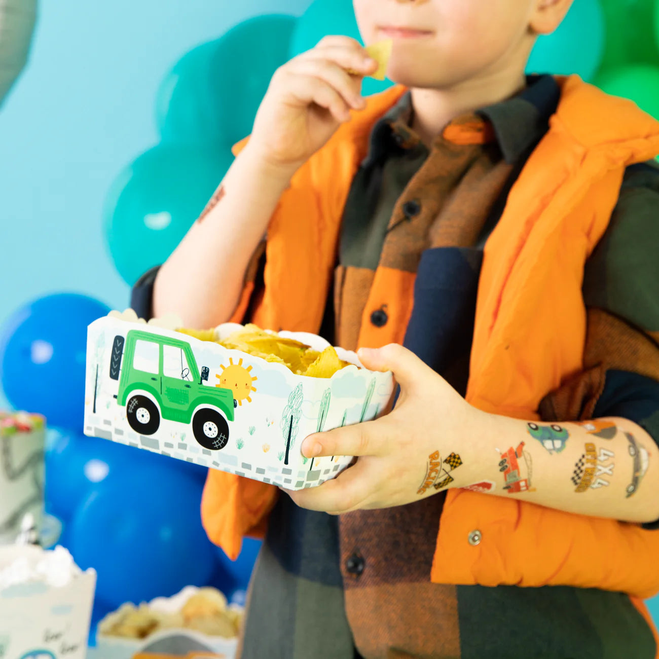 Chips box Cars, 15x6cm, 3pcs PartyPal