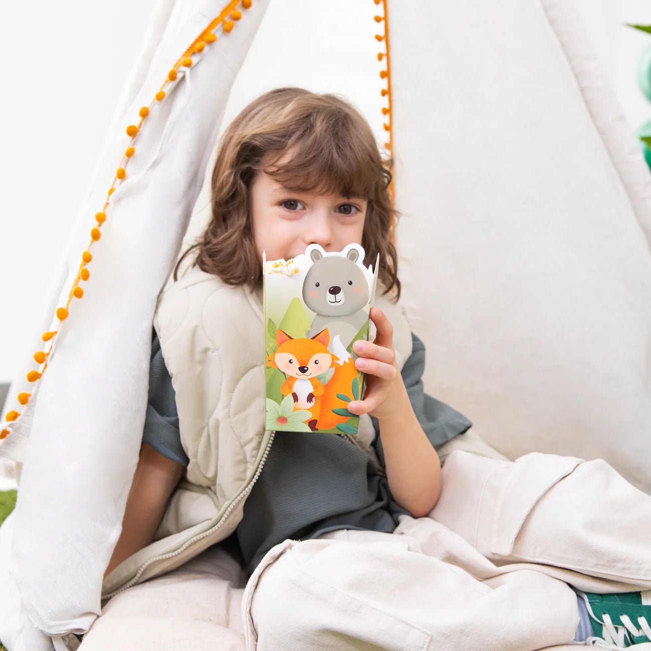 Popcorn paper box Forest Friends, 8,5 x 15 cm, 6 pcs. PartyPal