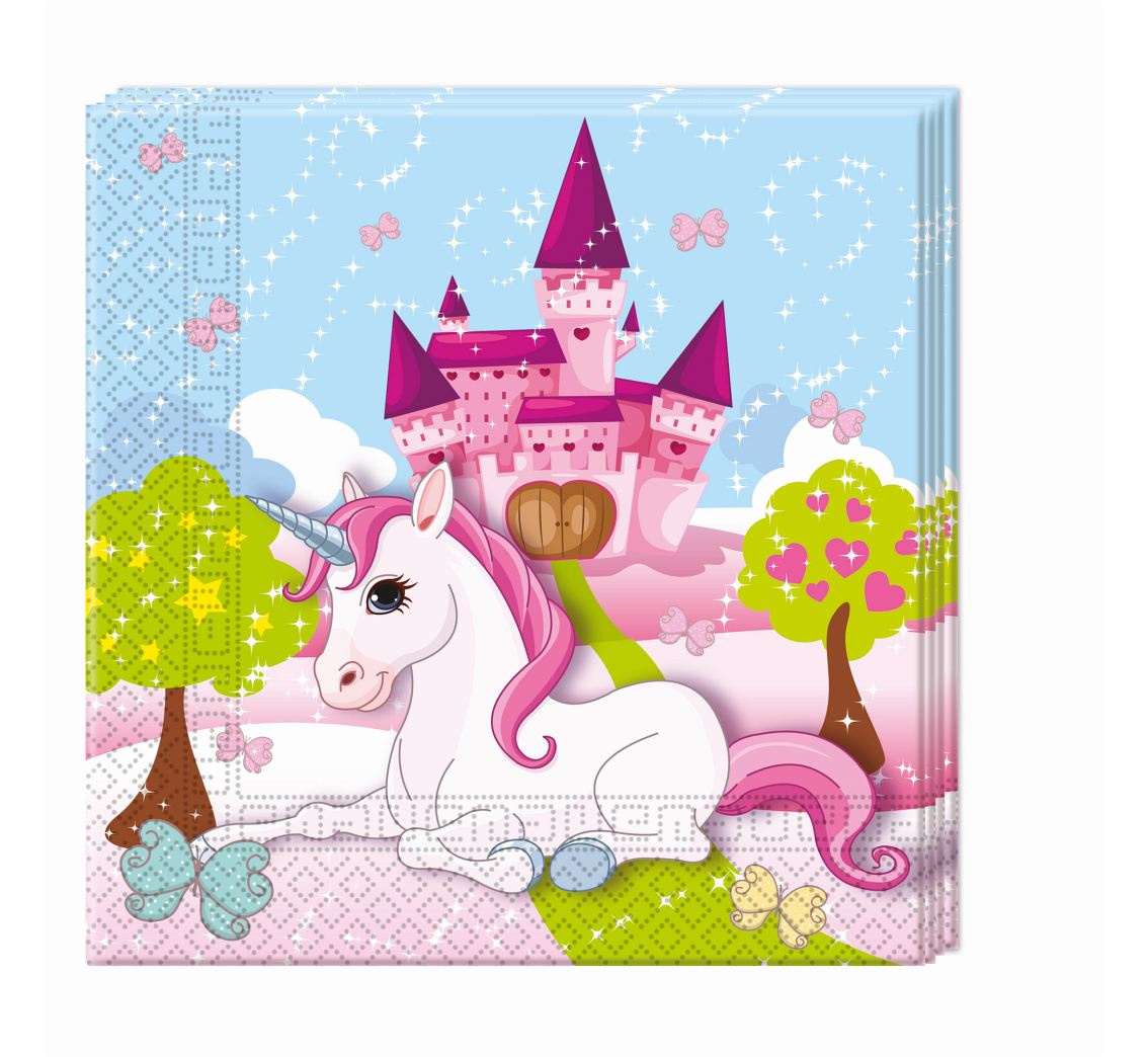 Paper napkins Unicorn and Castle, 33x33 cm, 20 pcs PROCOS