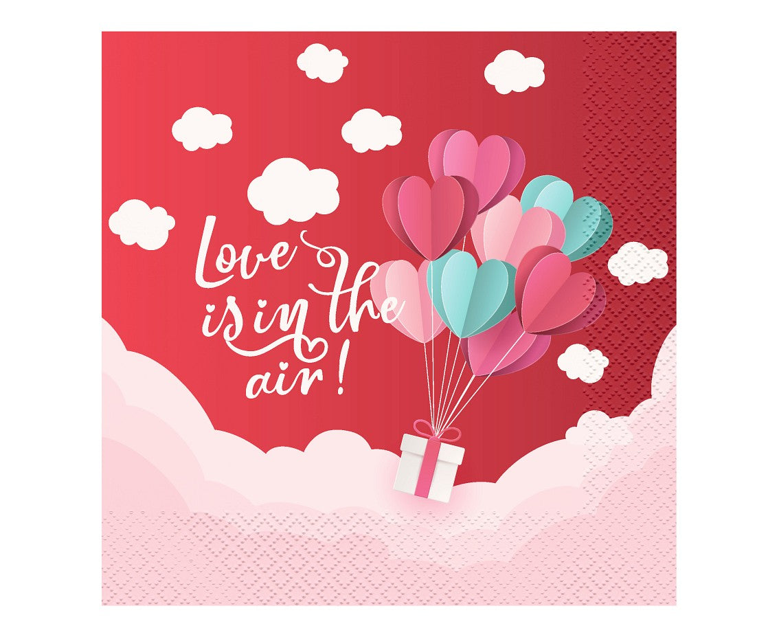 Paper napkins Love Is In The Air (red), 33x33 cm, 20 pcs Godan