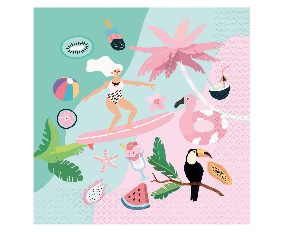 Paper napkins Summer collection - Let's Party (surfing), 33x33 cm, 20 pcs Godan