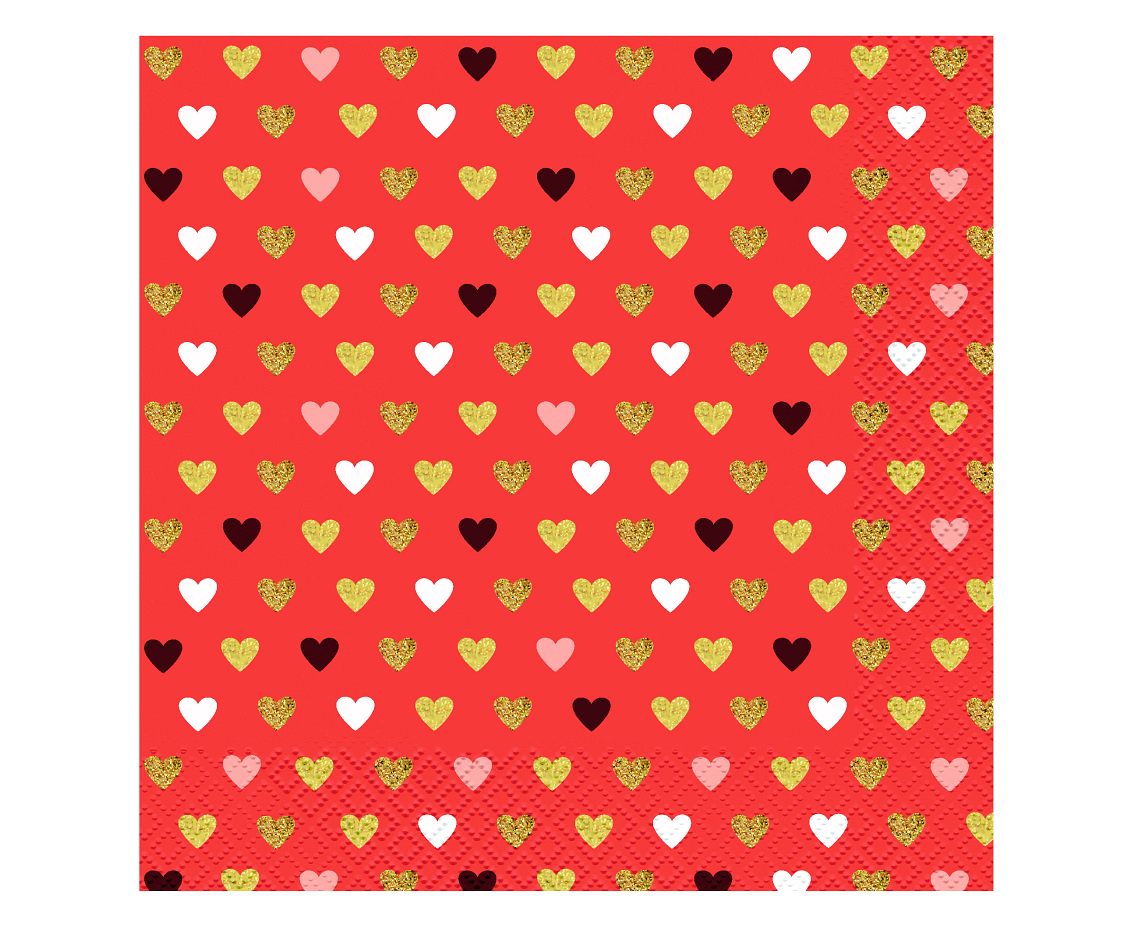 Paper napkins XOXO -Hearts (red), 33x33 cm, 20 pcs Godan