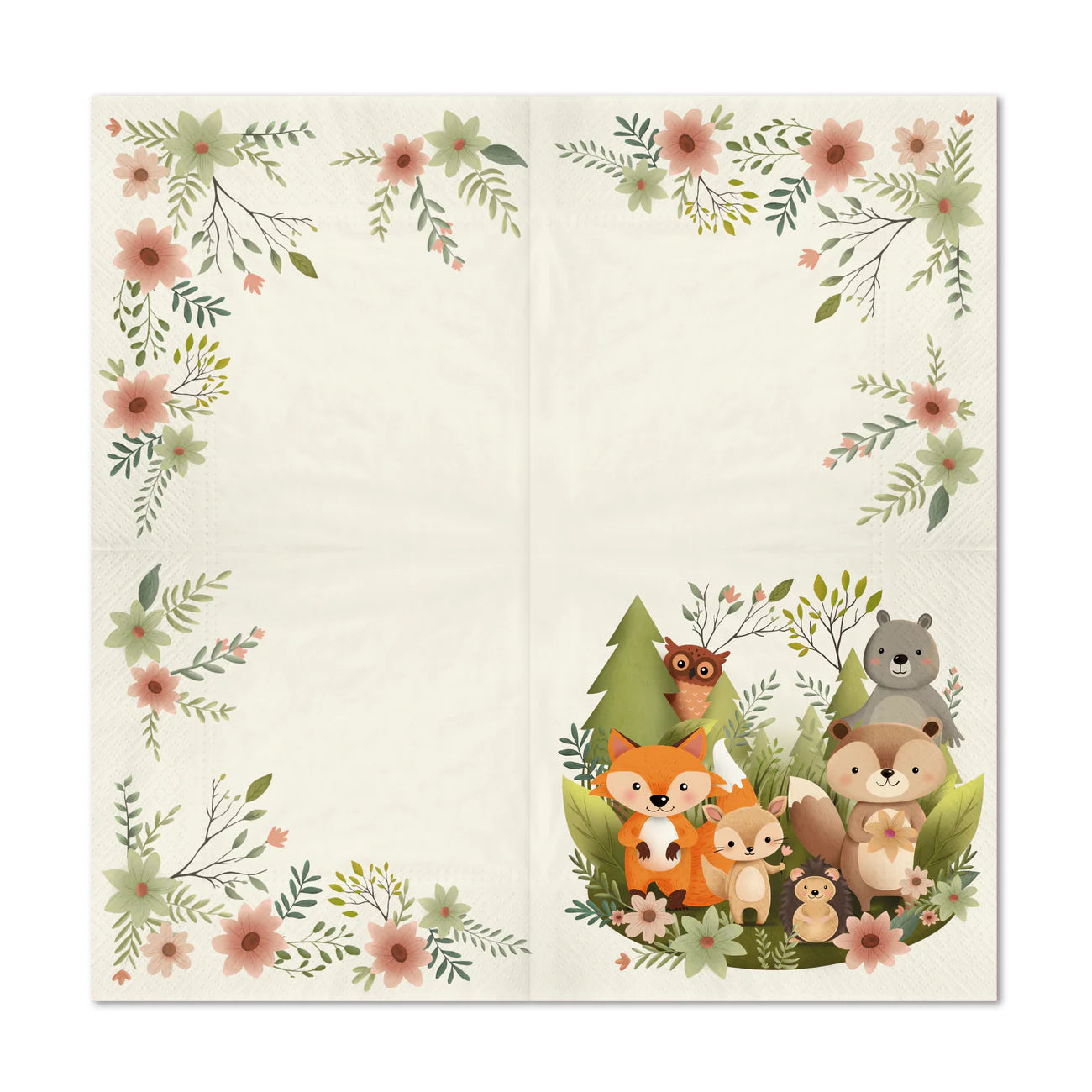Paper napkins Forest friends, 33x33 cm, 10 pcs