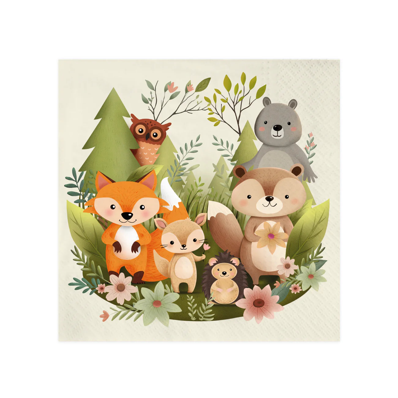 Paper napkins Forest friends, 33x33 cm, 10 pcs