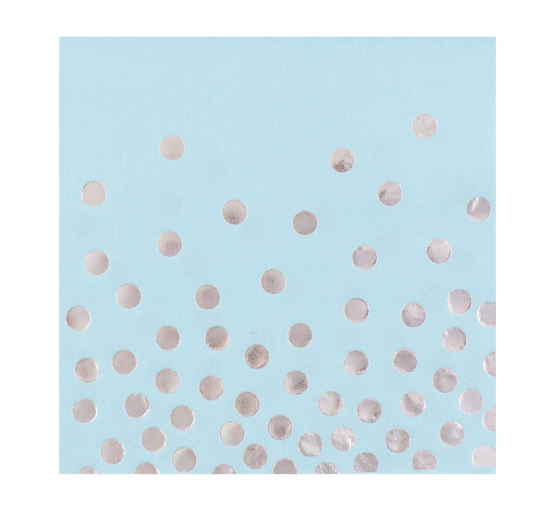 Paper napkins Silver dots, light blue, 33x33 cm, 12 pcs Godan