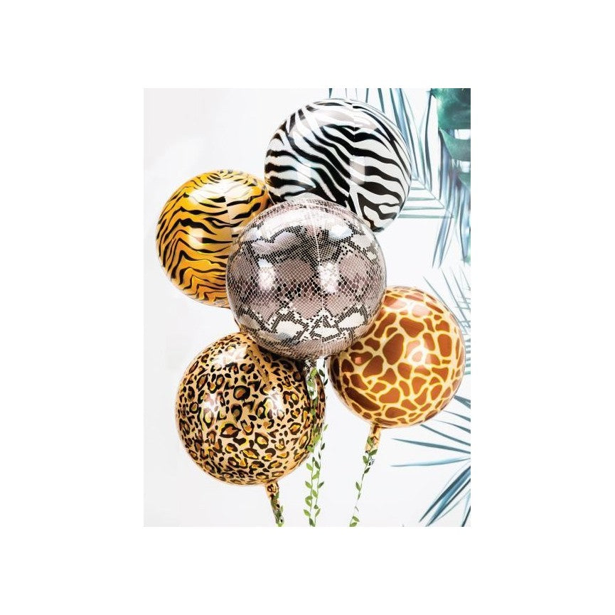 Foil Balloon ORBZ, Tiger Print, 4D, 15" / 38 cm Anagram
