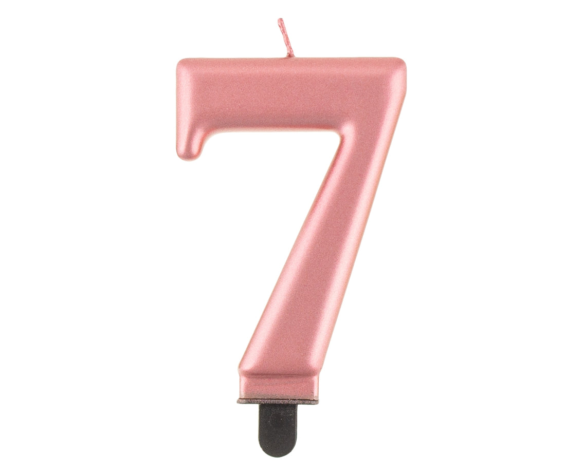 Candle Number 7, metallic rosegold, 8 cm Godan