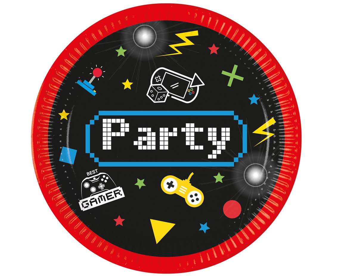 Paper plates Gaming Party, 23 cm, 8 pcs PROCOS