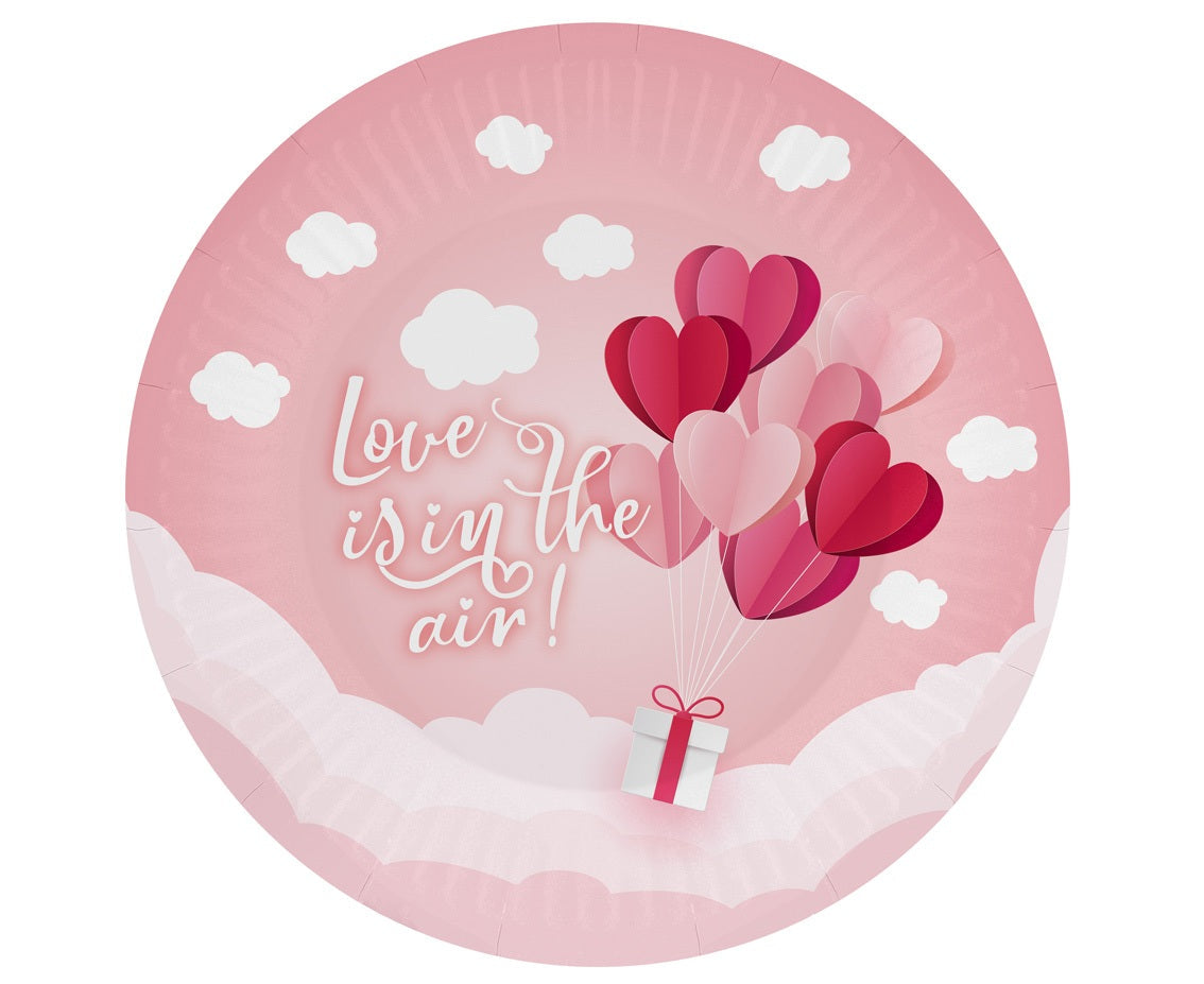 Paper plates Love Is In The Air (pink), 18 cm, 6 pcs. Godan