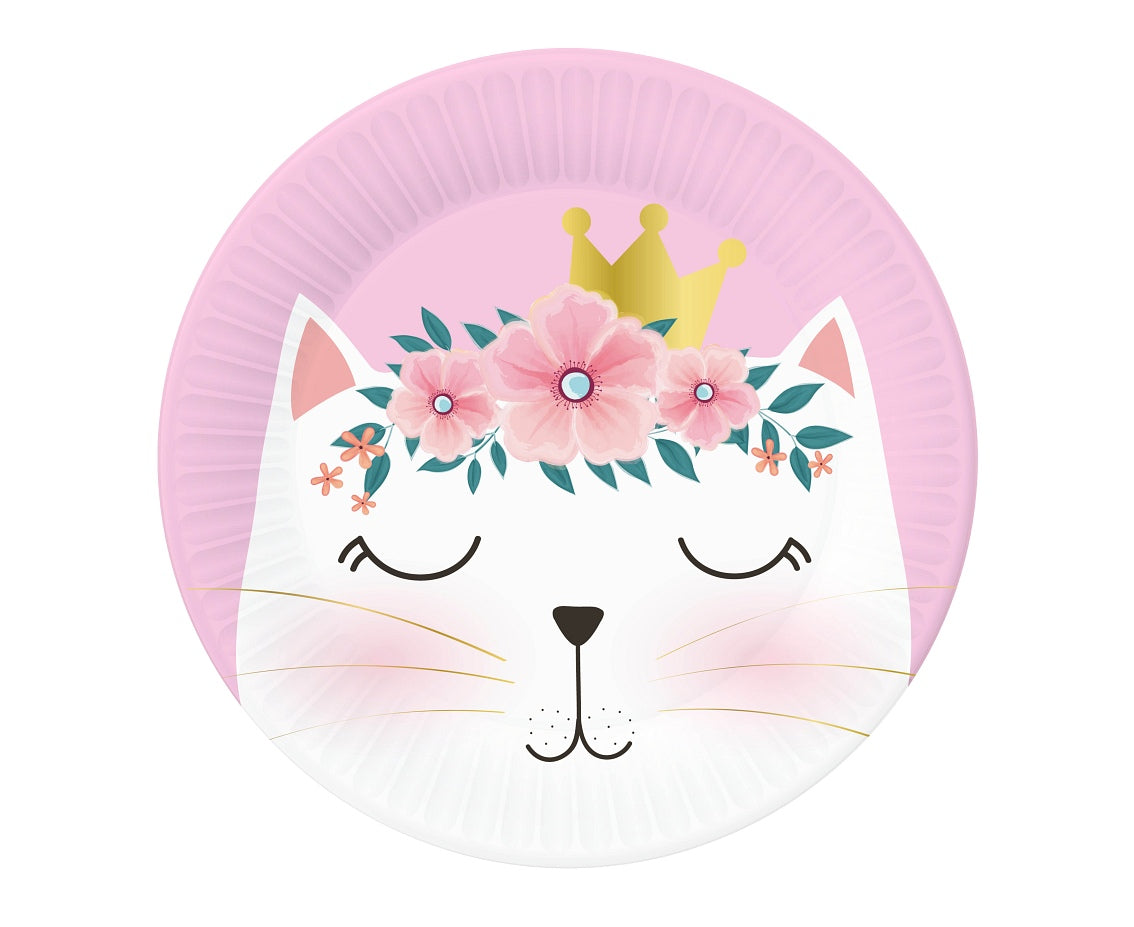 Platos de papel Gato con corona, 18 cm, 6 uds.