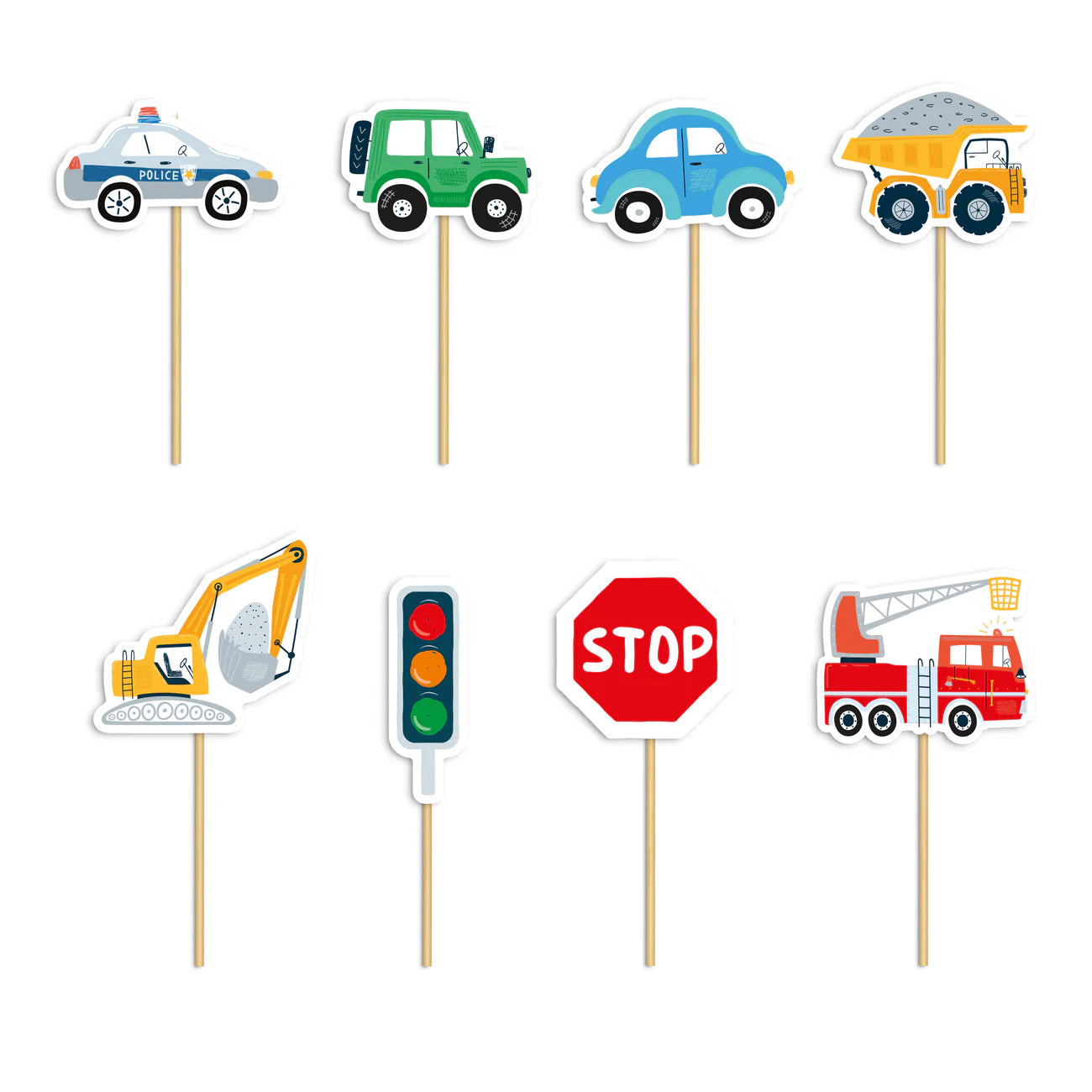 Cupcake toppers Cars, paper, 8,5-10,5 cm, 8 pcs.