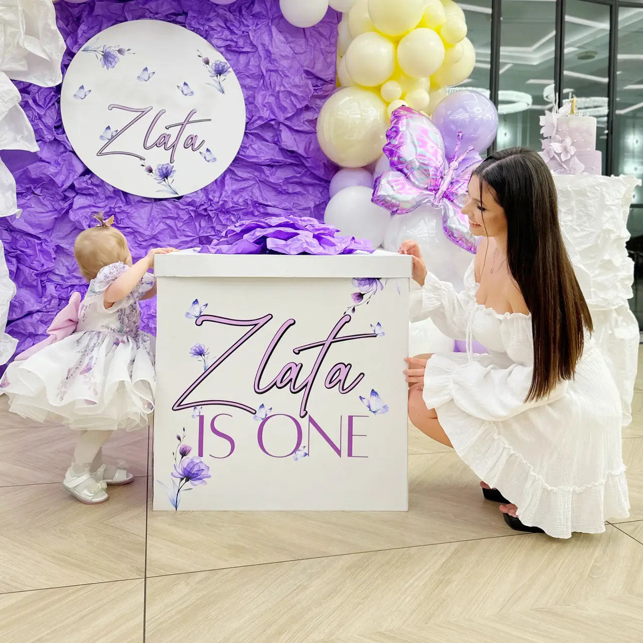 Paper Box for Balloons, 70x70 cm, White, 1 pcs