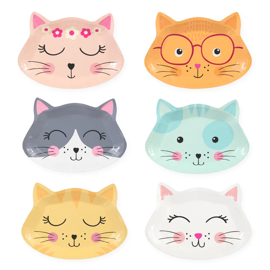 Pratos de papel Cabeça de Gato, 21x15 cm, 6 unidades