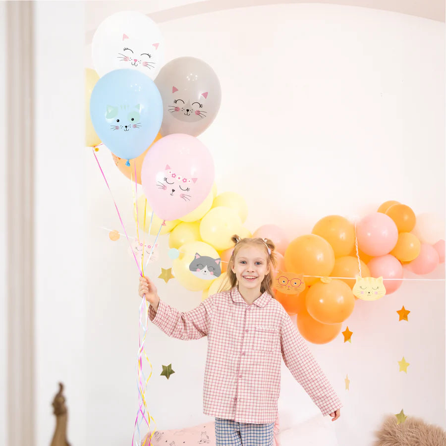 Latex balloons Cats, color mix, 12"/ 30 cm, 6 pcs. PartyPal